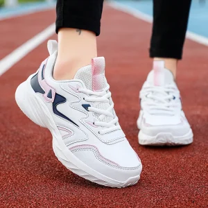 Women’s Casual Sneakers Quality Leather Thick Sole Comfot Height Increasing Women’s Sneakers Street Walking Shoes