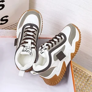 Women’s Casual Sneakers for Autumn Fashion Trend Comfortable Platform Running Shoes Microfiber Leather Cotton Fabric