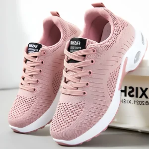 Women’s Casual & Sports Shoes Breathable Knitted Upper Lightweight Walking Running Shoes Slip On Closure Comfort Flat Heel