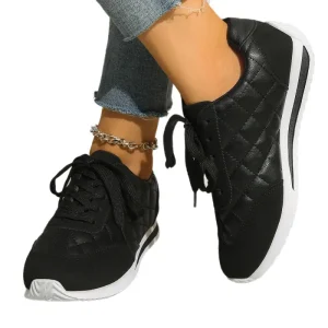 Women’s Casual Sports Sneakers Small Fragrance Checkered Pattern Color-Block Walking Shoes for Summer Autumn Lighted