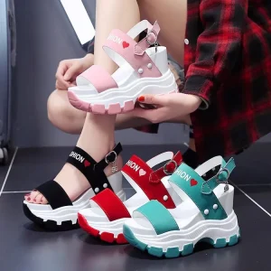 Women’s Casual Summer Sandals with Thick Soles Elevated Open-toe Seaside Fashion Sandals Pumps Shoes for Women