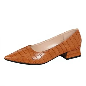 Women’s Casual Wedding Walking Dress Shoe with Square Heel Slip On Closure Hard Wearing