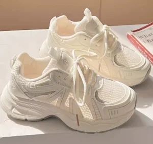 Women’s Casual White Sneakers Good Quality Breathable Comfortable Lace Up Running Shoes for Girls Size 35 40 for Spring