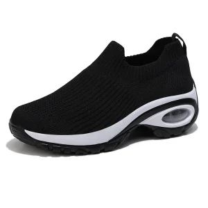 Women’s Casual and Versatile Air Cushion Running Shoes Fly Woven Breathable Lazy Shoes One Foot Pedal Sports Shoes