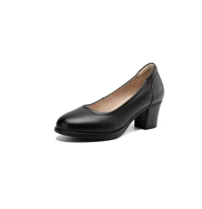 Women’s Chunky Heel Closed-toe Low-heel Work Shoes Comfortable Round-toe Dress Shoes Wedding Shoes