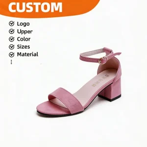 Women’s Chunky Heel PU Sandals Open Toe Ankle Strap Block Heel Pumps One Strap Casual Summer Office Party Dress Shoes