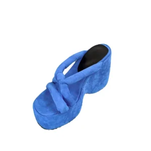 Women’s Chunky Heeled Mules Slip On Sexy Lady Shoes High Wedge Heels Thick Platform Upper Material Suede PU