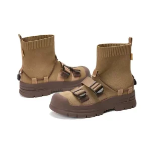 Women’s Chunky PU Leather Mid Calf Boots Autumn Western Style with Custom Logo Height Increasing Platform Punk Classy Design