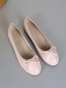Womens Classic Ballet Flats with Bow Soft PU Upper Breathable Insole Non-Slip Casual Shoes for Everyday & Work