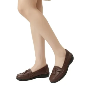 Womens Classic Comfort Solid Pattern Rubber Outsole Toe Loafers Casual Slip-On Stylish Tassel Dress Shoes Cute Flats