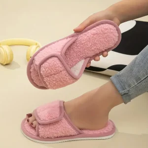 Women’s Classic Open Toe Slippers Vintage Style Soft EVA Sole Bedroom House Adjustable Slippers