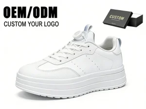 Women’s Classic Single Flats Large Size White Yellow Sneakers Thick Soled Lace Up Casual Lightweight Pure Color Design