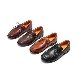 Women’s Classic Smooth Genuine Leather Light Weight Soft Anti-Slippery Office Flats for Spring Summer Autumn