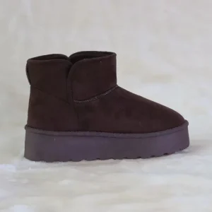 Women’s Classic Warm Soft Comfortable Dark Brown Suede Platform Height Increasing Winter Snow Boots Daily Casual