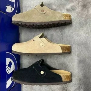 Women’s Clogs Shoes Suede Leather Arch Support Breathable Eva Midsole Comfort Cork Sole Potato Style