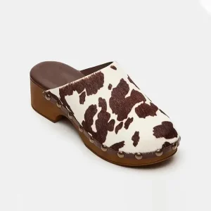 Women’s Closed Front Low Heeled Mules Round Toe Wood Heels Office Shoes Slip On Summer Breathable Height Increasing Ladies Heels