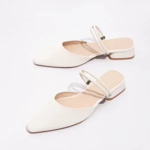 Women’s Closed Pointed Toe Mules Two Way Wear Strap Backless Loafer Mid Chunky Heel Slingback Slip on Dress Sandals