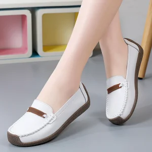 Women’s Closed Toe Flat Loafers PU Upper Non-slip Rubber Sole Casual Daily Walking Shoes