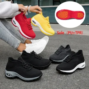 Women’s Closed Toe Mesh & Stretch Fabric PU Outsole Slip-On Low Top Anti-Slip Breathable Comfort Walking Shoes All Seasons