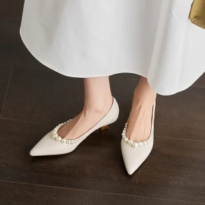 Women’s Closed Toe Slip On Comfort Kitten High Heel Light Elegant Femme Wedding Pumps Heeled Sandals