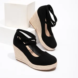 Women’s Closed Toe Slope Heel Sandals Thick Bottom Ankle Strap Wedge Sandals Summer Ladies Sandals