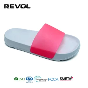 Women’s Cloud Slide Sandals in Contrast Color Flat Sole Pillow Slippers Non Slip Shower Shoes for Gym Pool Indoor Outdoor