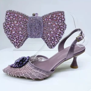 Women’s Clutch Bag and Shoes Fairy Diamond High Heels Stylish Dress Shoes Pointed Toe Stiletto Heels Elegant Party Wedding Shoes