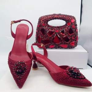 Women’s Clutch Bag and Shoes Fairy Diamond High Heels Stylish Dress Shoes Pointed Toe Stiletto Heels Elegant Party Wedding Shoes