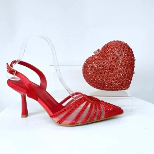 Women’s Clutch Bag and Shoes Fairy Diamond High Heels Stylish Dress Shoes Pointed Toe Stiletto Heels Elegant Party Wedding Shoes