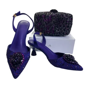 Women’s Clutch Bag and Shoes Fairy Diamond High Heels Stylish Dress Shoes Pointed Toe Stiletto Heels Elegant Party Wedding Shoes