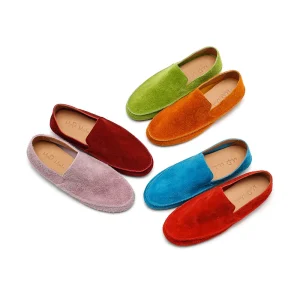 Women’s Colorful Fuzzy Loafers Slip On Casual Flat Shoes