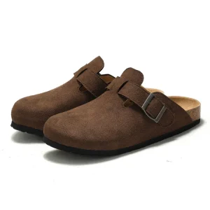Women’s Comfort Suede Clogs Soft Cork Foot Bed Leather Mules Birken Slippers with Arch Support