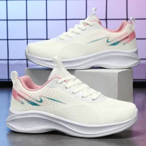 Women’s Comfortable Breathable Durable Running Sneakers with Height Increasing Feature Soft Bottom for Summer Spring Autumn