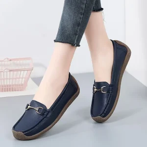 Women’s Comfortable Flat Maternity Shoes Spring Summer Bean Shoes with Soft Surface Plus Size 35-44 Mothers Moms