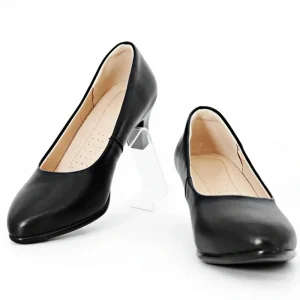 Women’s Comfortable High-Heel Shoes Chunky-Heel Black Commuter Work Shoes Professional All-Match Genuine Leather Solid Color