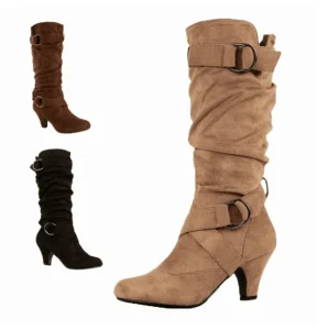 Womens Comfortable Ladies Heels Walking Style Shoes Winter Long Boots