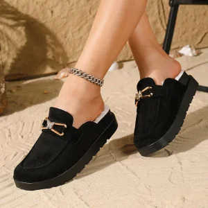 Women’s Comfortable Lightweight Home Shoes Plus Velvet Warm Thick soled Mules One step Lazy Slippers