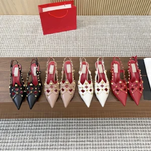 Women’s Comfortable Open Back High Heels Pointed Toe Business Casual Buckle Strap for Summer Prom