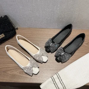 Women’s Comfortable Slip On Casual Flat Shoes with Sexy Rhinestone for Autumn Spring Summer Formal or Daily Use