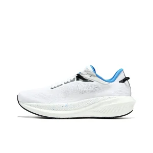 Women’s Comfortable Stylish White Blue Low Cut Running Shoes Lightweight Shock Absorption Fabric Upper Foam Lining Durable