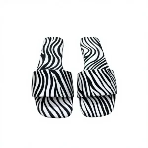 Women’s Comfortable Summer Flat Sandals Black/White Open Toe Design for Outdoor Use Excludes Brand Name Mentioned Instructions