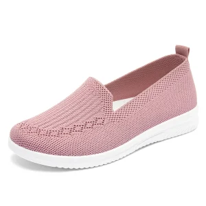 Women’s Comfortable Summer Loafers Soft Anti-Slippery Flat Mesh Knit Shoes PVC Insole Lightweight Breathable for Work Casual Use