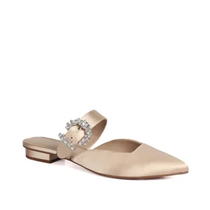Women’s Comfy Satin Mule Shoes Lightweight Backless Flats Slippers with Sexy Dress Style PU Insole