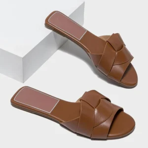 Women’s Cross Fashion Sandals Slippers Plus Size Trendy Flat Bottom Solid Color Breathable
