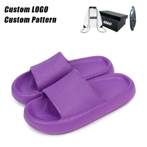 Women’s Custom Logo Summer Beach Slide for Light Weight Anti-Slip Waterproof Sustainable Open Toe Soft EVA Insole Home