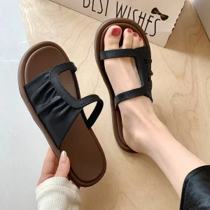 Women’s Custom Open Toe Summer Flat Non Slip Beach Slippers for Outdoor Wear