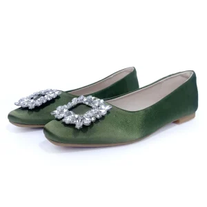 Women’s Custom Rhinestone Flat Shoes Ladies Boat and Sandals Loafers for Bridal Ballerina