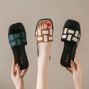 Women’s Custom Summer Outdoor Classic Korean Style Breathable Fashion Slide Sandals Non Slip Flat Casual Beach for Insole