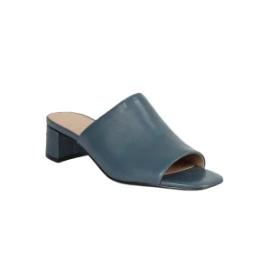 Women’s Customizable Leather Slipper Mules Shoes Low Chunky Heel Sandals Open Back Peep Toe Square Block Heel Spring Summer