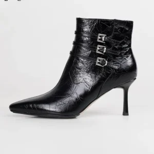 Women’s Customized Ankle Boots Retro High Heeled Pointed Solid Color Work Lightweight Breathable Winter Series Classic Genuine